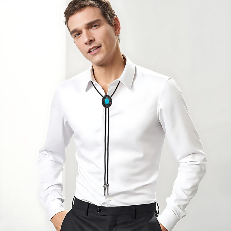 Eohak Western Cowboy Bolo Tie Rodeo Leather Necktie for Men Women Costume Accessories - Image 3